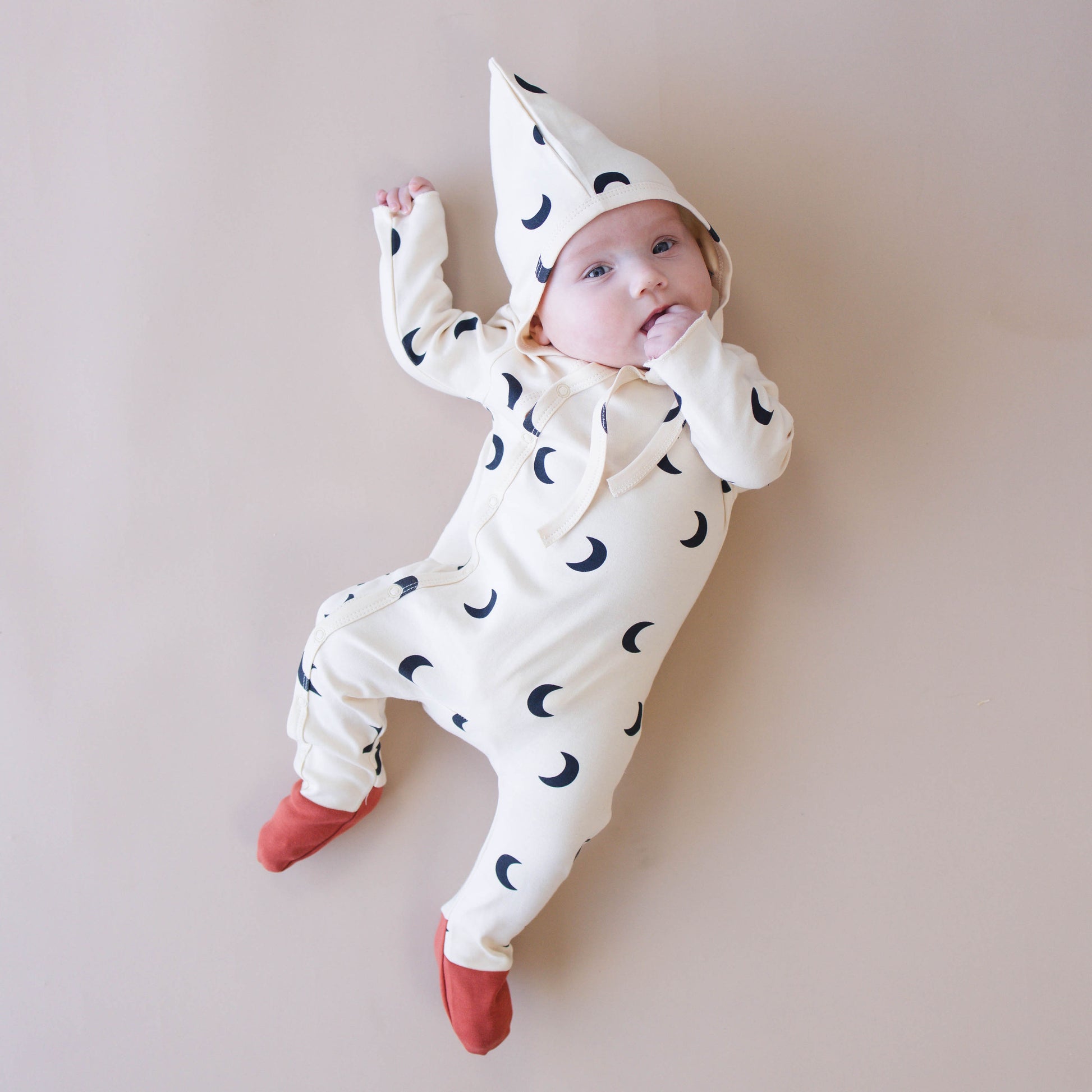 Charming Snap Moon Romper with Bonnet by K Mitchell Collections