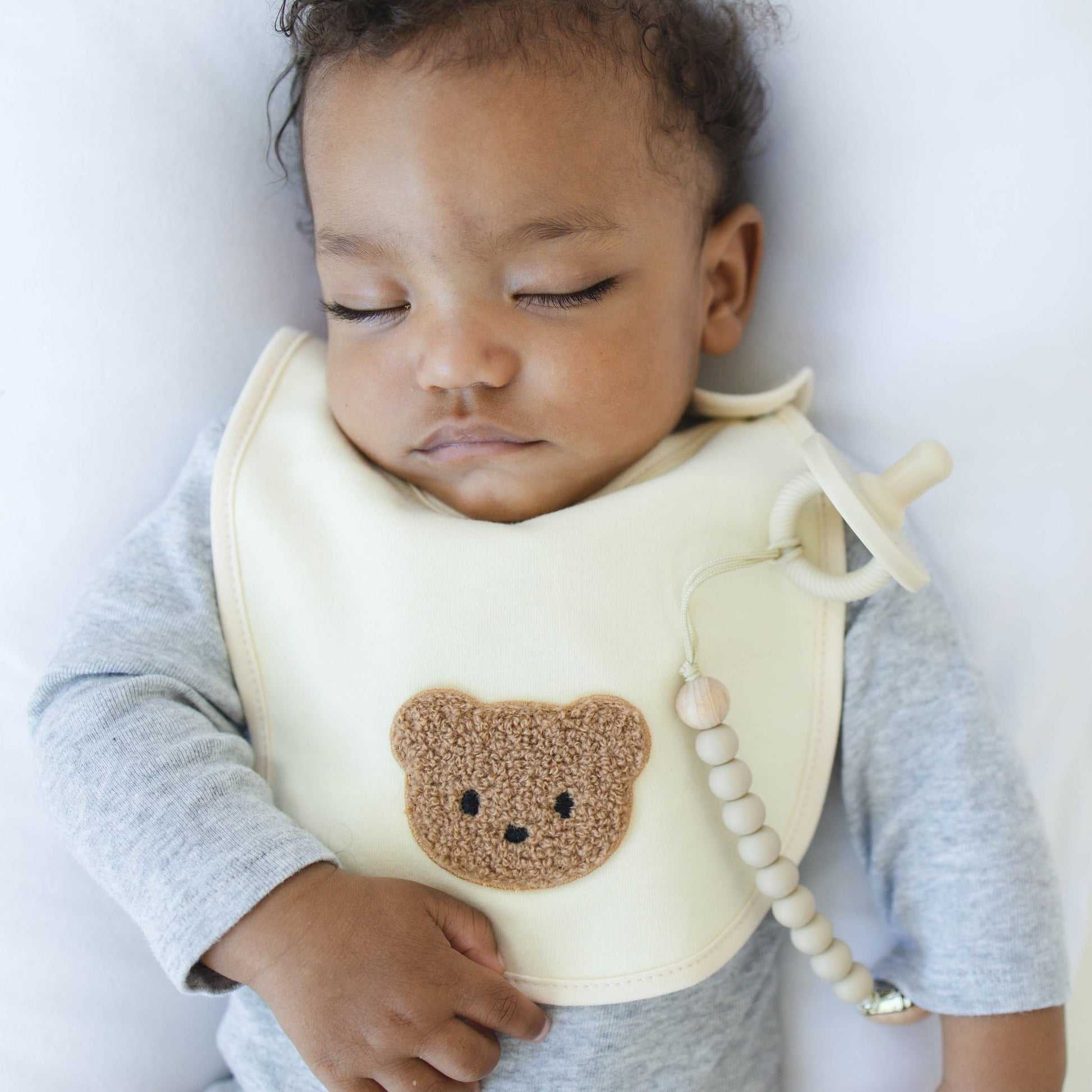 Chic Cream Cotton Baby Bib by K Mitchell Collections