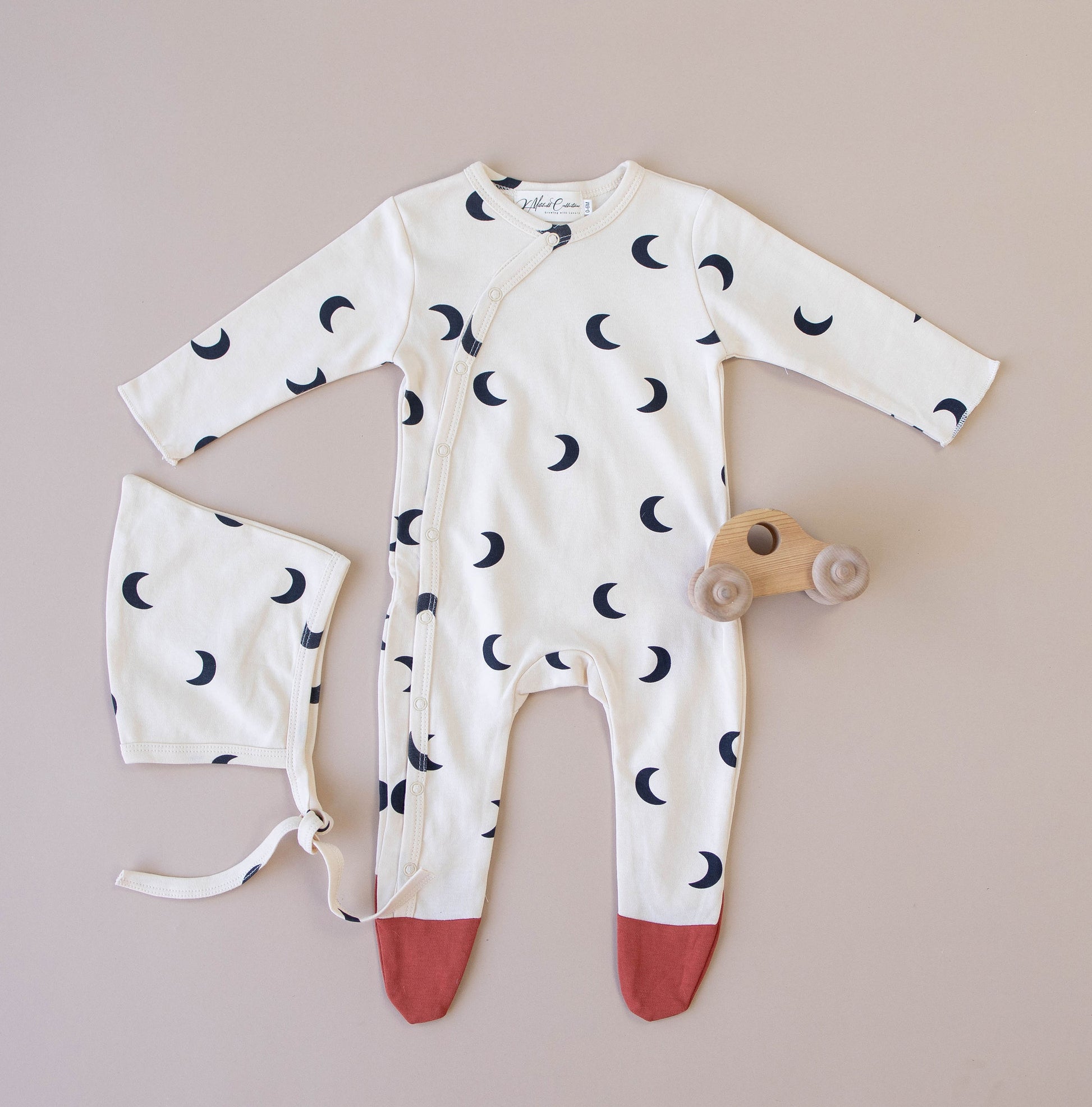 Charming Snap Moon Romper with Bonnet by K Mitchell Collections